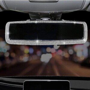 Bling Rhinestone Car Rear View Mirror, Mirror with Crystal Diamonds Rhinestones